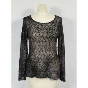 Wine Street Black Gray Nubby Loose Sweater Artsy L